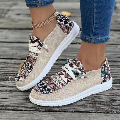 Chaussures en toile décontractées pour femme, à motifs ethniques