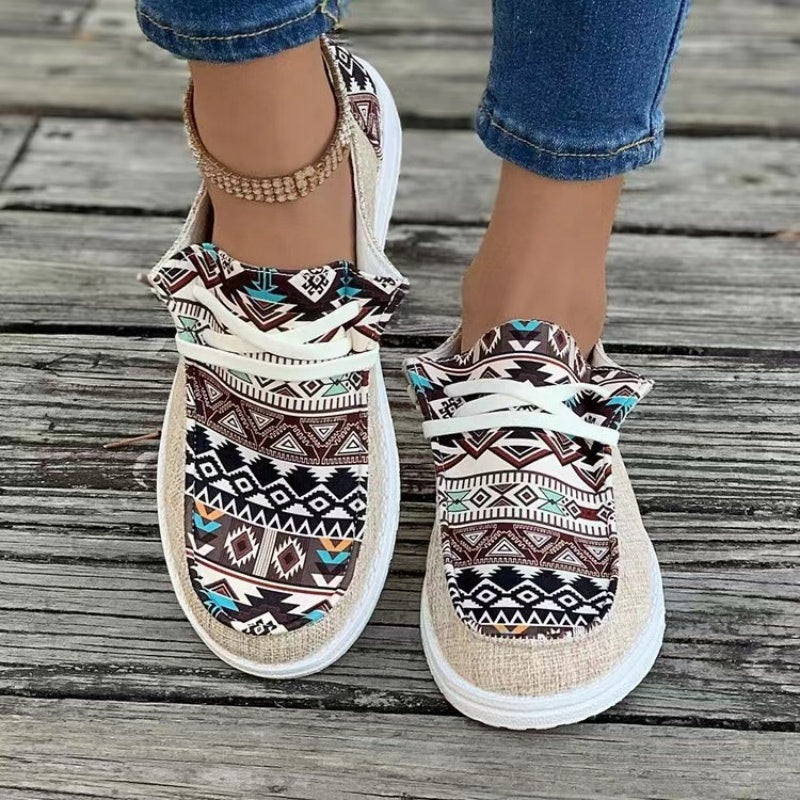 Chaussures en toile décontractées pour femme, à motifs ethniques