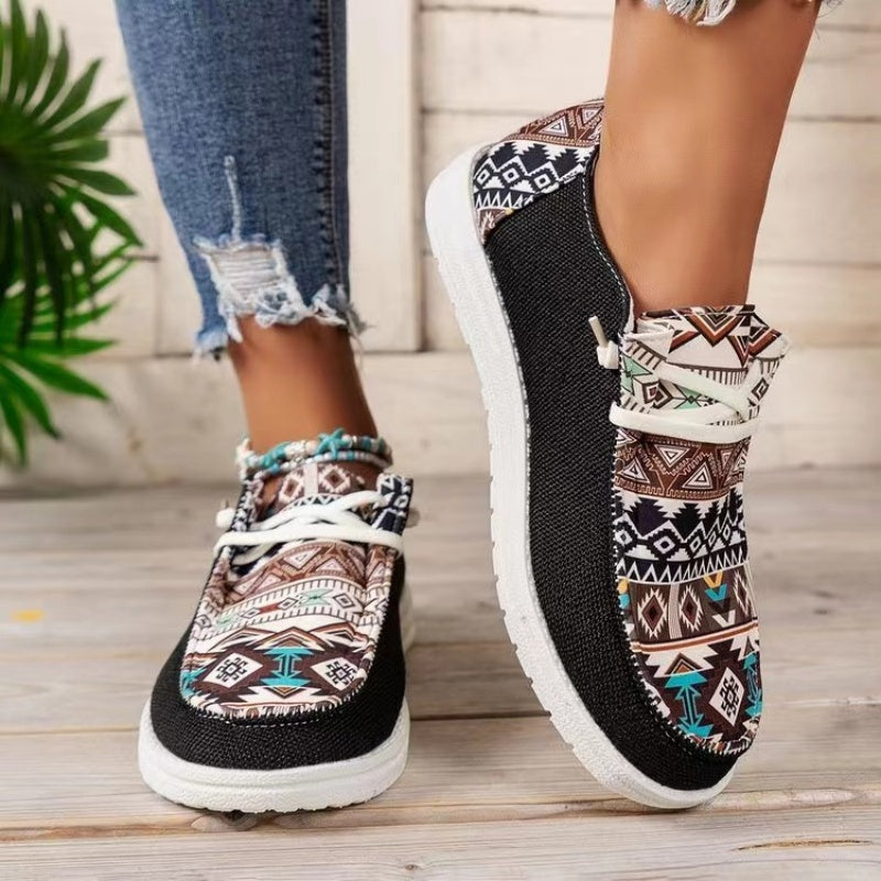 Chaussures en toile décontractées pour femme, à motifs ethniques