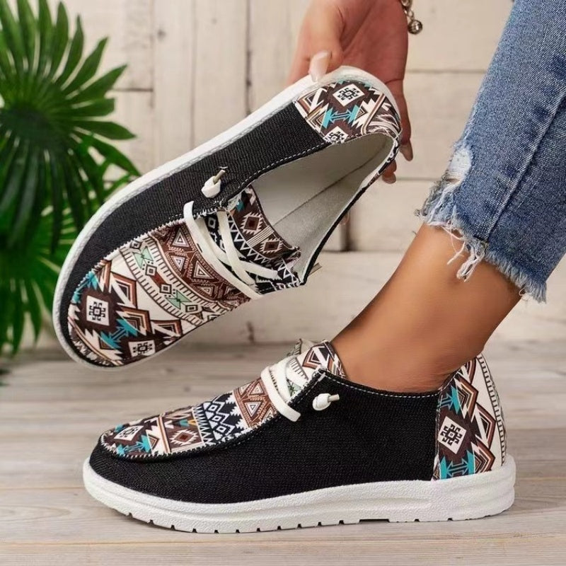 Chaussures en toile décontractées pour femme, à motifs ethniques