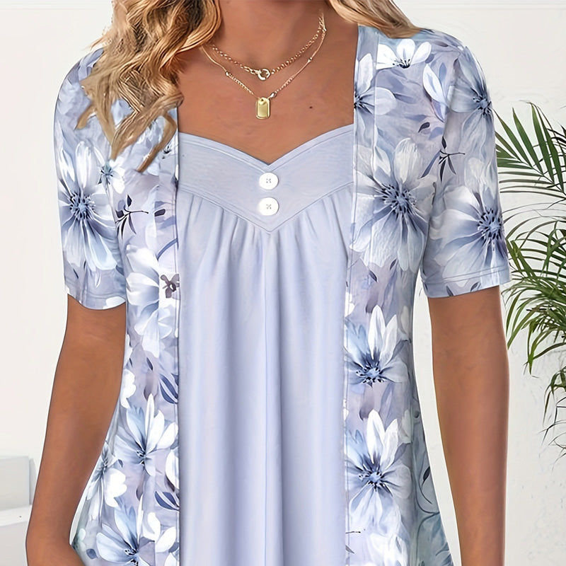 Nouveaux produits👚Top patchwork floral irrégulier pour femmes