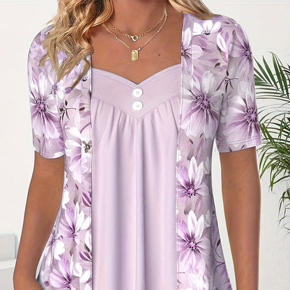 Nouveaux produits👚Top patchwork floral irrégulier pour femmes