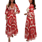 Robe longue rétro bohème à col en V profond pour femme