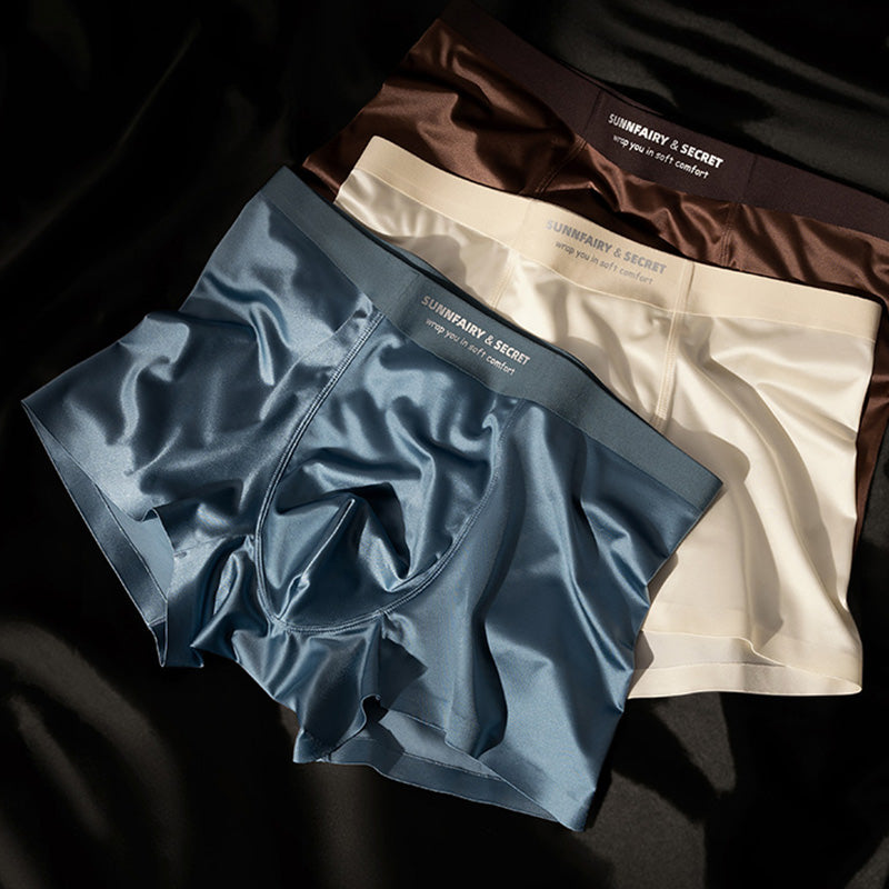 Caleçon de luxe léger en satin, soie glacée et respirant pour hommes