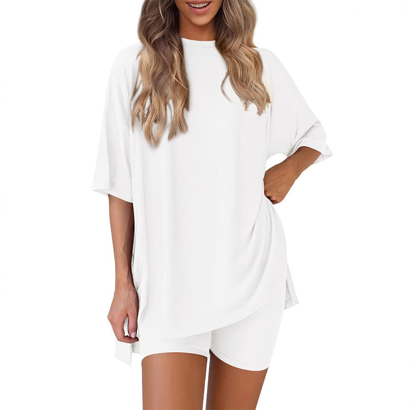 ⏳Durée limitée -50 %💥Ensemble deux pièces ample, tendance, de couleur unie, décontracté avec manches courtes et short