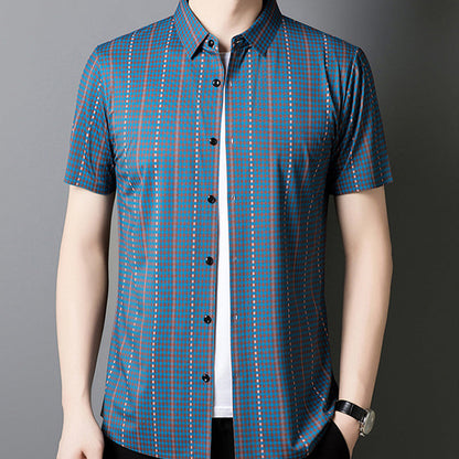 🔥Nouveauté 2025🔥 Chemise à manches courtes pour homme à carreaux rafraîchissante avec boutons