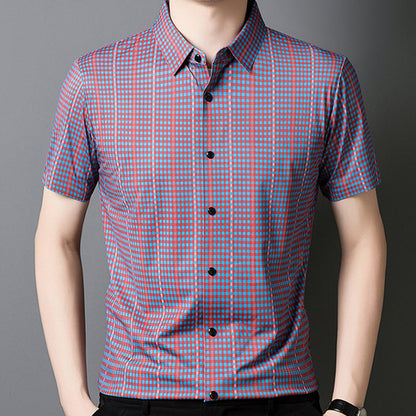 🔥Nouveauté 2025🔥 Chemise à manches courtes pour homme à carreaux rafraîchissante avec boutons