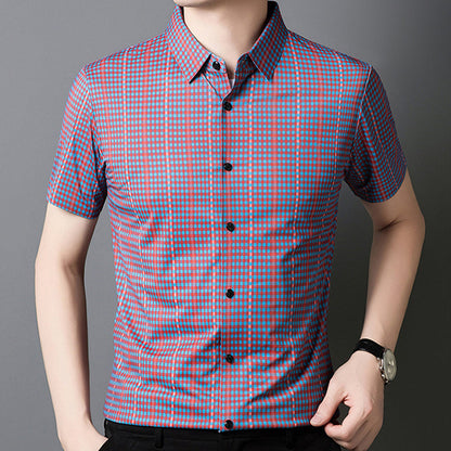 🔥Nouveauté 2025🔥 Chemise à manches courtes pour homme à carreaux rafraîchissante avec boutons