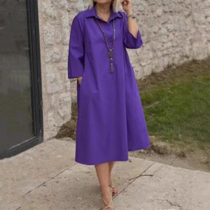 Robe unie décontractée pour femme avec poches pratiques