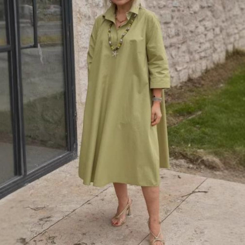 Robe unie décontractée pour femme avec poches pratiques