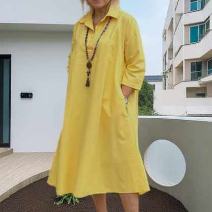 Robe unie décontractée pour femme avec poches pratiques