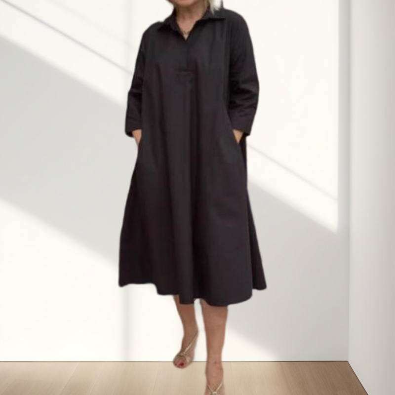Robe unie décontractée pour femme avec poches pratiques