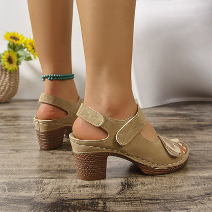 👡Sandales pour femmes à bout ouvert et à boucle métallique et à talons hauts👡