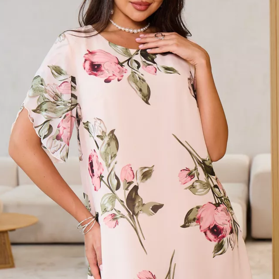 ⏳ Temps limité 50% de réduction ! 🌸👗Robe en mousseline de soie rouge avec pétales