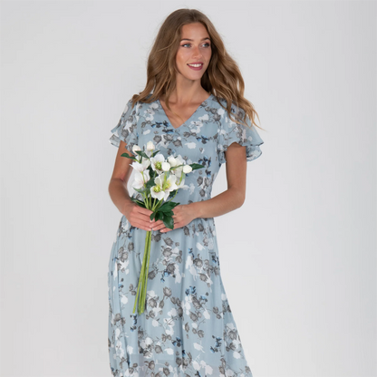 👗Robe longue à manches courtes et motif floral