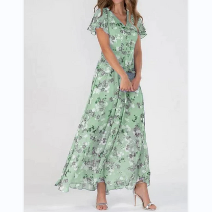 👗Robe longue à manches courtes et motif floral