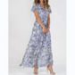 👗Robe longue à manches courtes et motif floral