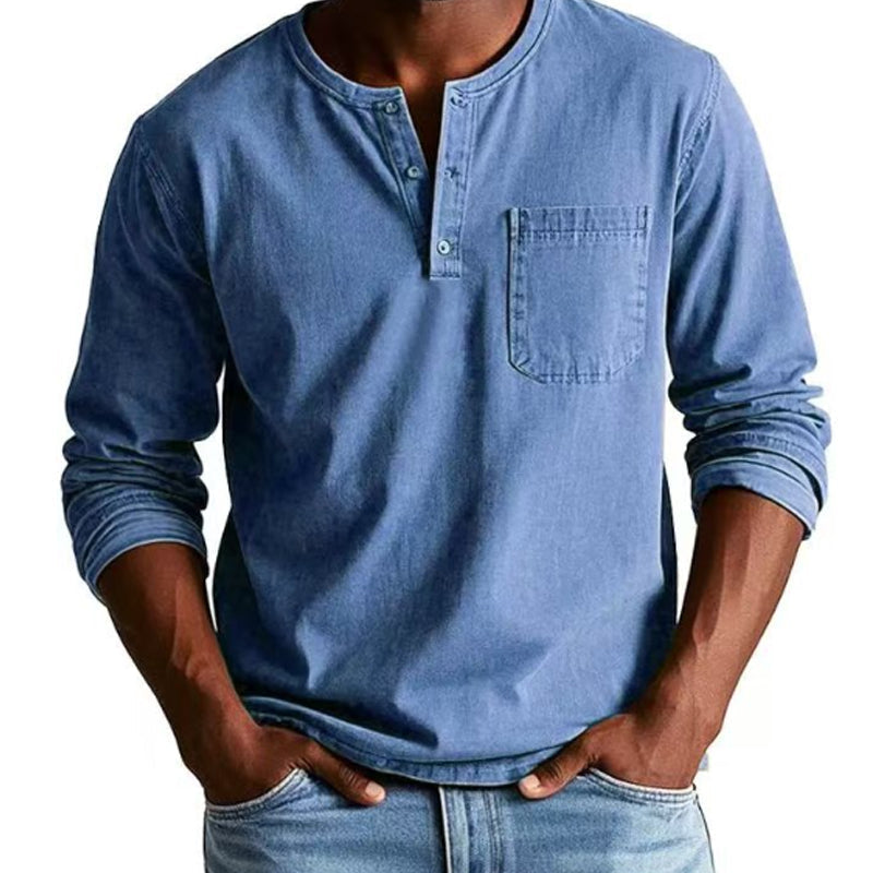 🔥🎁Hommes - Chemise à manches longues avec poches en relief, mode vintage🔥🎁