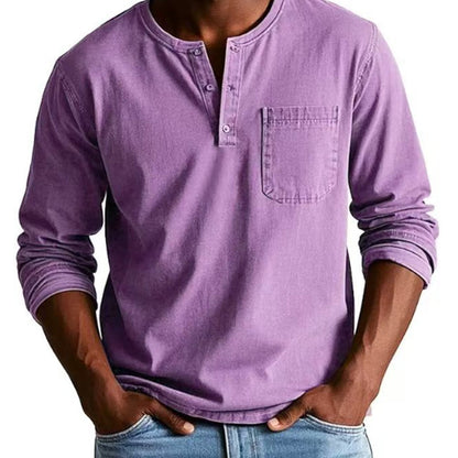 🔥🎁Hommes - Chemise à manches longues avec poches en relief, mode vintage🔥🎁