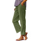 Pantalon 7/8 décontracté de couleur unie avec boutons latéraux et coupe ample