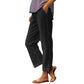 Pantalon 7/8 décontracté de couleur unie avec boutons latéraux et coupe ample