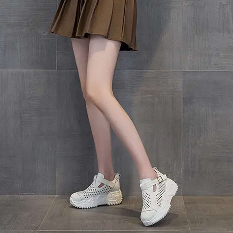 Dernier jour 50% de réduction🔥Chaussures d'été respirantes à semelles épaisses et ajourées pour femmes