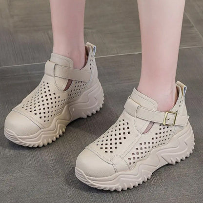 Dernier jour 50% de réduction🔥Chaussures d'été respirantes à semelles épaisses et ajourées pour femmes