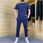 Ensemble 2 pièces pour hommes comprenant un haut à manches courtes et un bas de jogging extensible