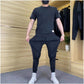 Ensemble 2 pièces pour hommes comprenant un haut à manches courtes et un bas de jogging extensible
