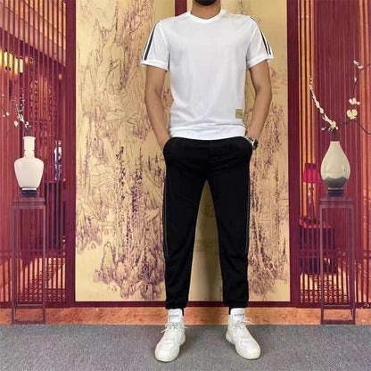 Ensemble 2 pièces pour hommes comprenant un haut à manches courtes et un bas de jogging extensible