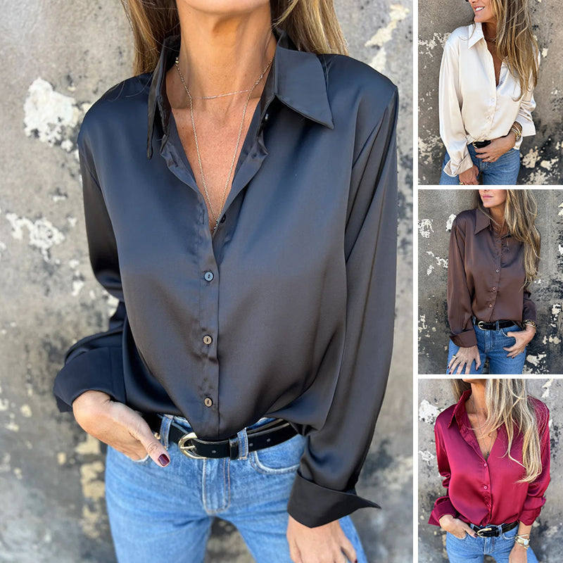 🌴Summer Specials 49% OFF👔Elegant Satin Long Sleeve Shirt