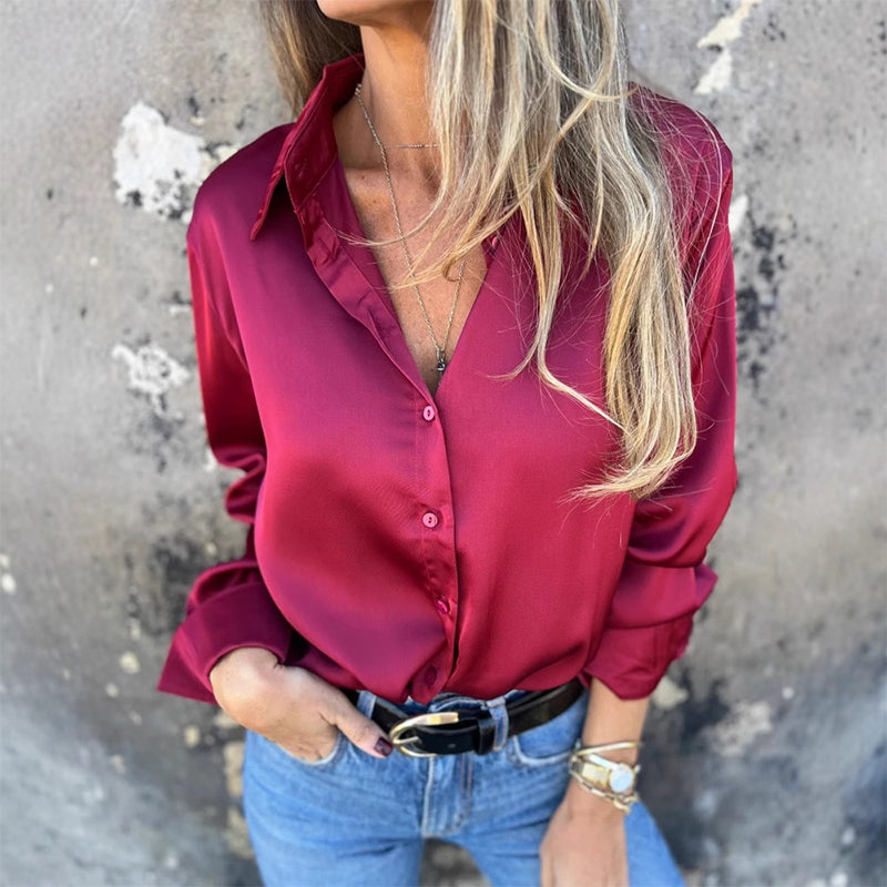 🌴Summer Specials 49% OFF👔Elegant Satin Long Sleeve Shirt