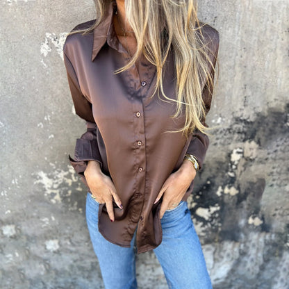 🌴Summer Specials 49% OFF👔Elegant Satin Long Sleeve Shirt