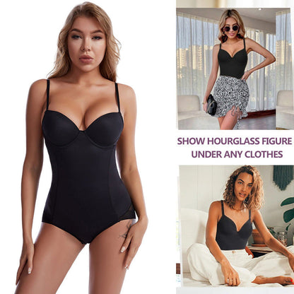 🔥 Offre spéciale 50 % de réduction 🔥Body Shapewear avec soutien-gorge | Taille réglable amincissante froncée✨