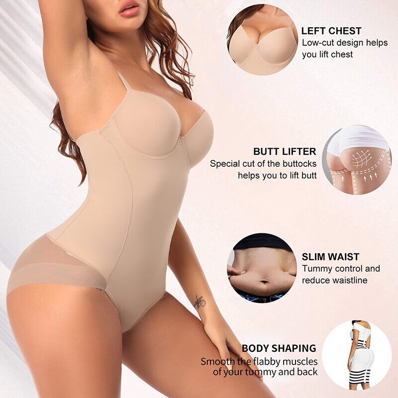 🔥 Offre spéciale 50 % de réduction 🔥Body Shapewear avec soutien-gorge | Taille réglable amincissante froncée✨