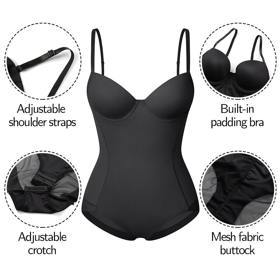 🔥 Offre spéciale 50 % de réduction 🔥Body Shapewear avec soutien-gorge | Taille réglable amincissante froncée✨