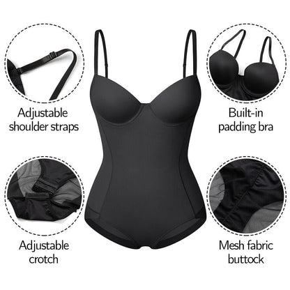 🔥 Offre spéciale 50 % de réduction 🔥Body Shapewear avec soutien-gorge | Taille réglable amincissante froncée✨
