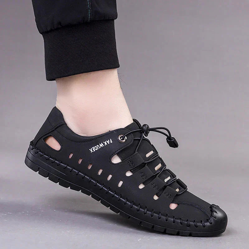 Sandales en cuir de vache Baotou pour hommes, décontractées et creuses