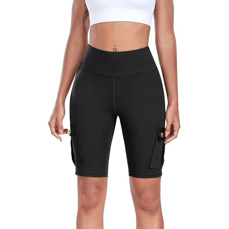 Short de motard extensible à taille haute pour femmes