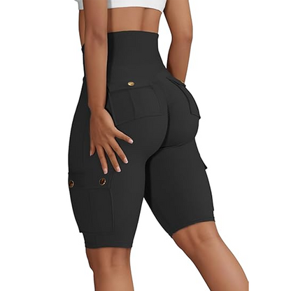 Short de motard extensible à taille haute pour femmes