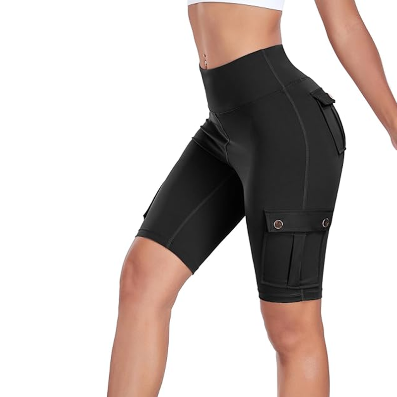 Short de motard extensible à taille haute pour femmes