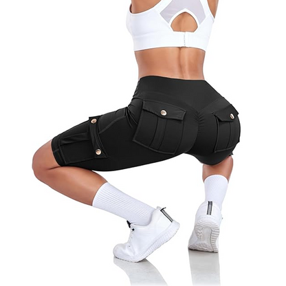 Short de motard extensible à taille haute pour femmes