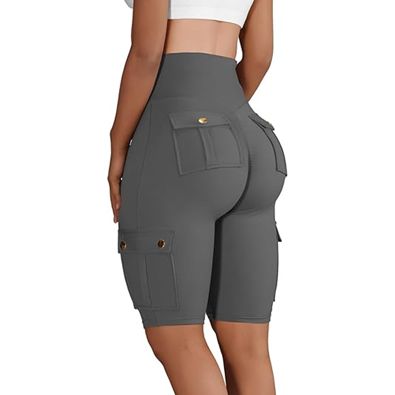 Short de motard extensible à taille haute pour femmes