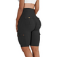 Short de motard extensible à taille haute pour femmes