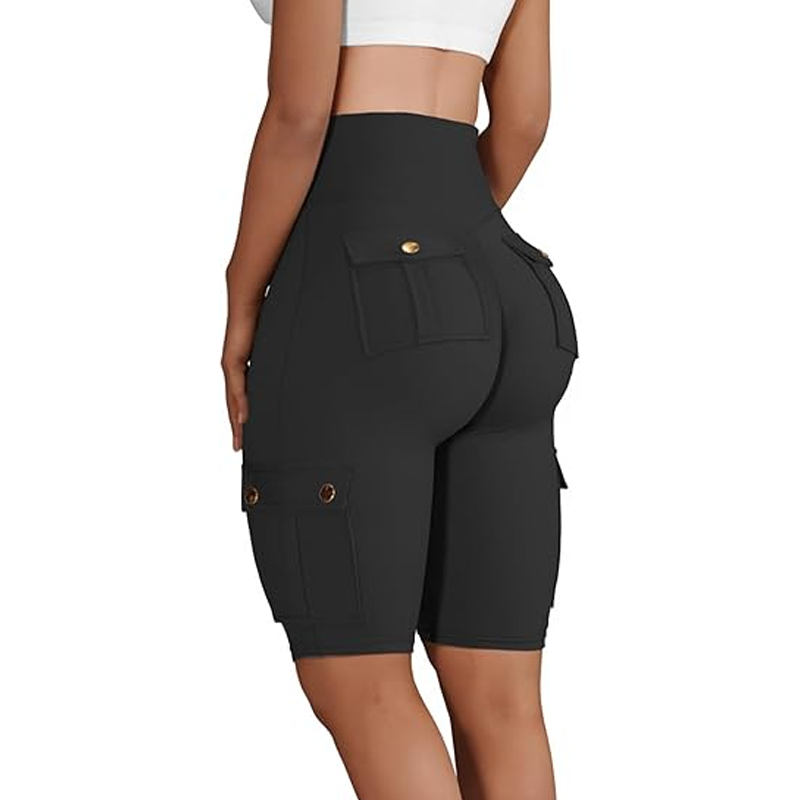 Short de motard extensible à taille haute pour femmes