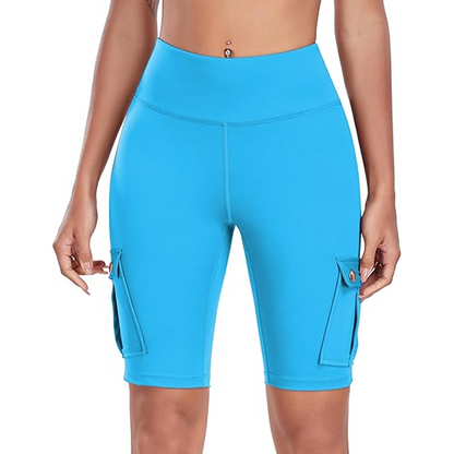 Short de motard extensible à taille haute pour femmes
