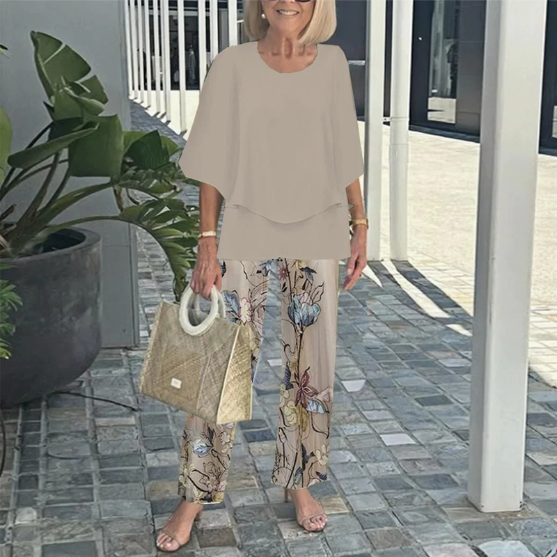 🔥 Ensemble pantalon imprimé et top à col ras du cou