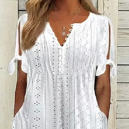 Robe Élégante Femme avec Décolleté en V et Découpes