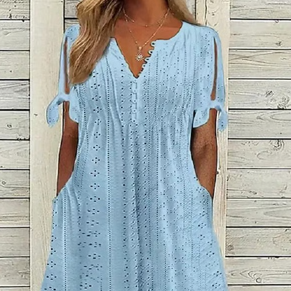 Robe Élégante Femme avec Décolleté en V et Découpes