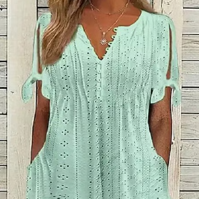 Robe Élégante Femme avec Décolleté en V et Découpes